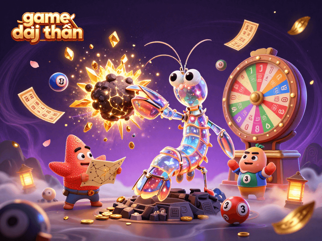 Engage in game đổi thưởng with vibrant illustrations featuring dynamic lottery elements.