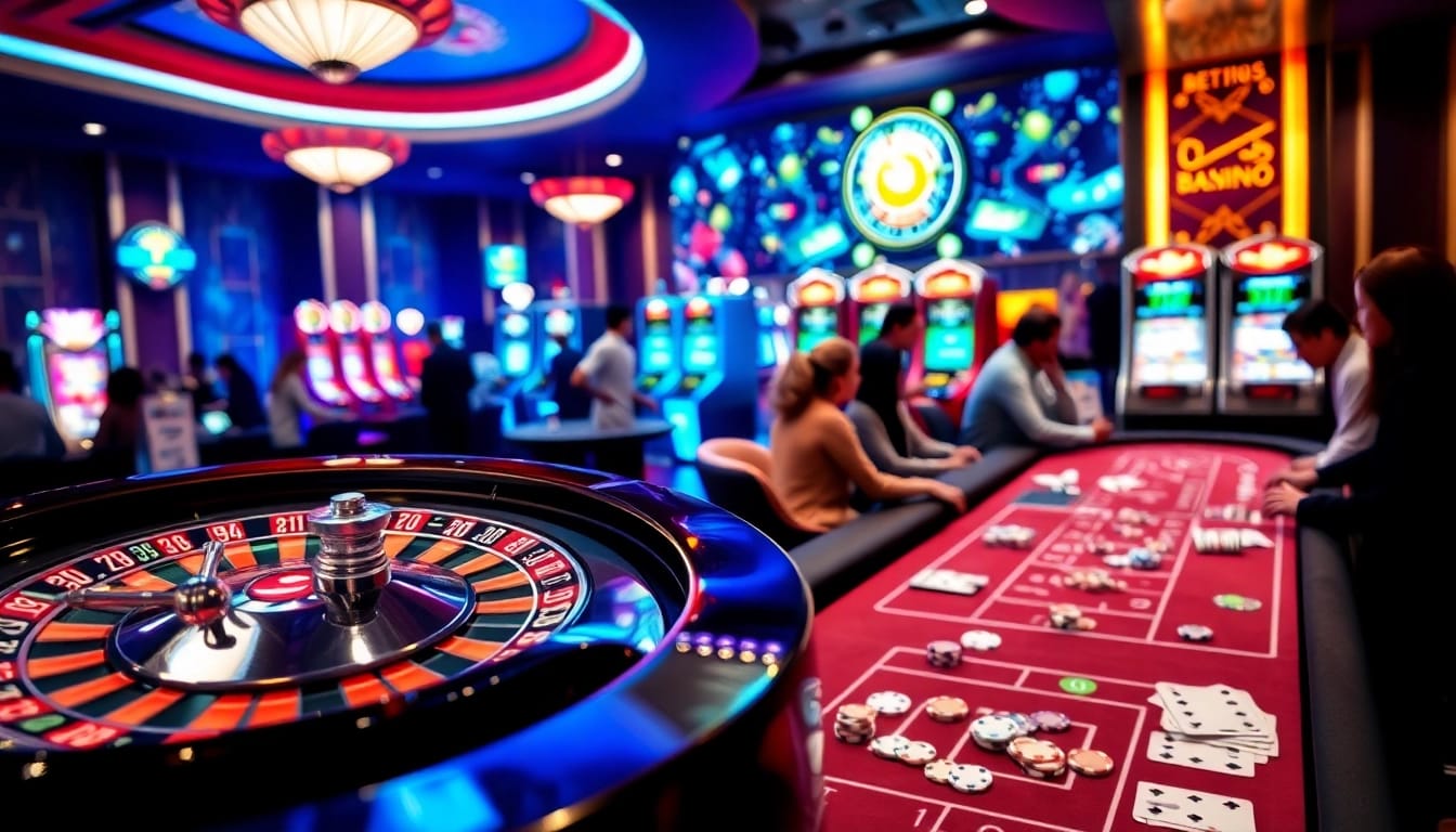 km1888b players engaging in thrilling casino games at a luxurious gambling venue.