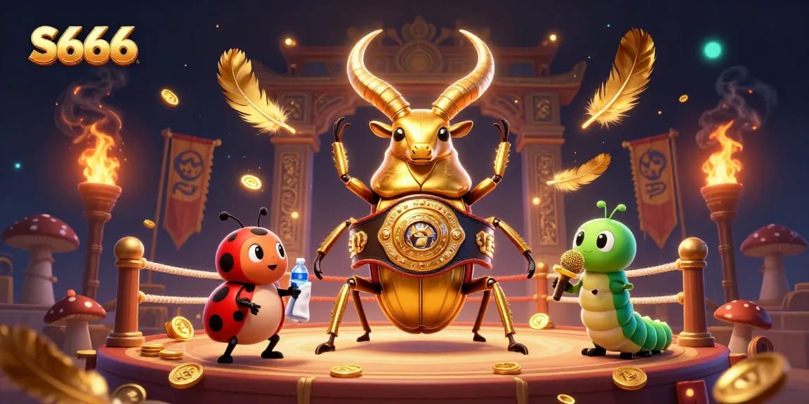 S666 brings excitement with a 3D cartoon beetle boxing champion, showcasing dynamic betting elements.