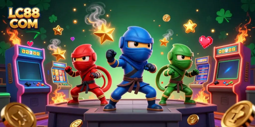 Experience thrilling gameplay at LC88 COM with dynamic ninja chameleons and colorful slot elements.