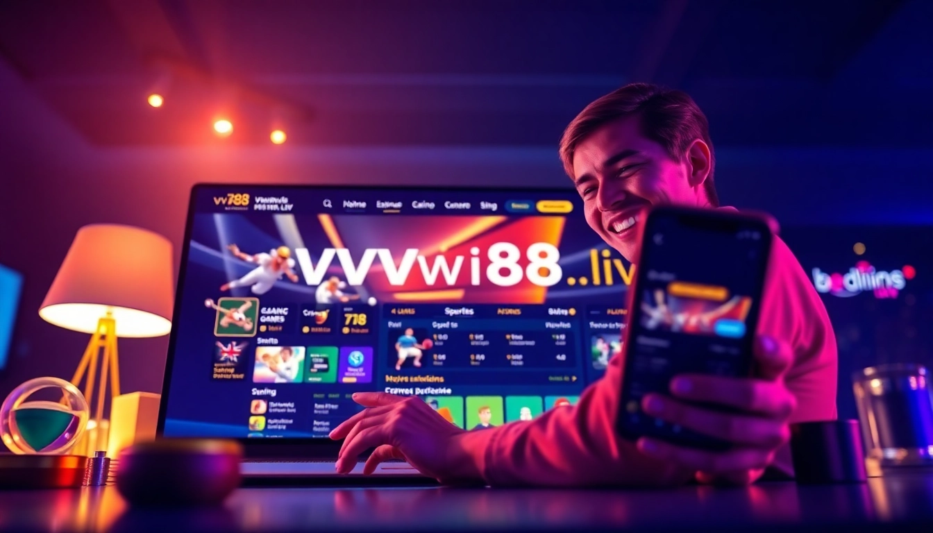 User interacting with vvvwin88.live online betting platform, highlighting diverse gaming options.