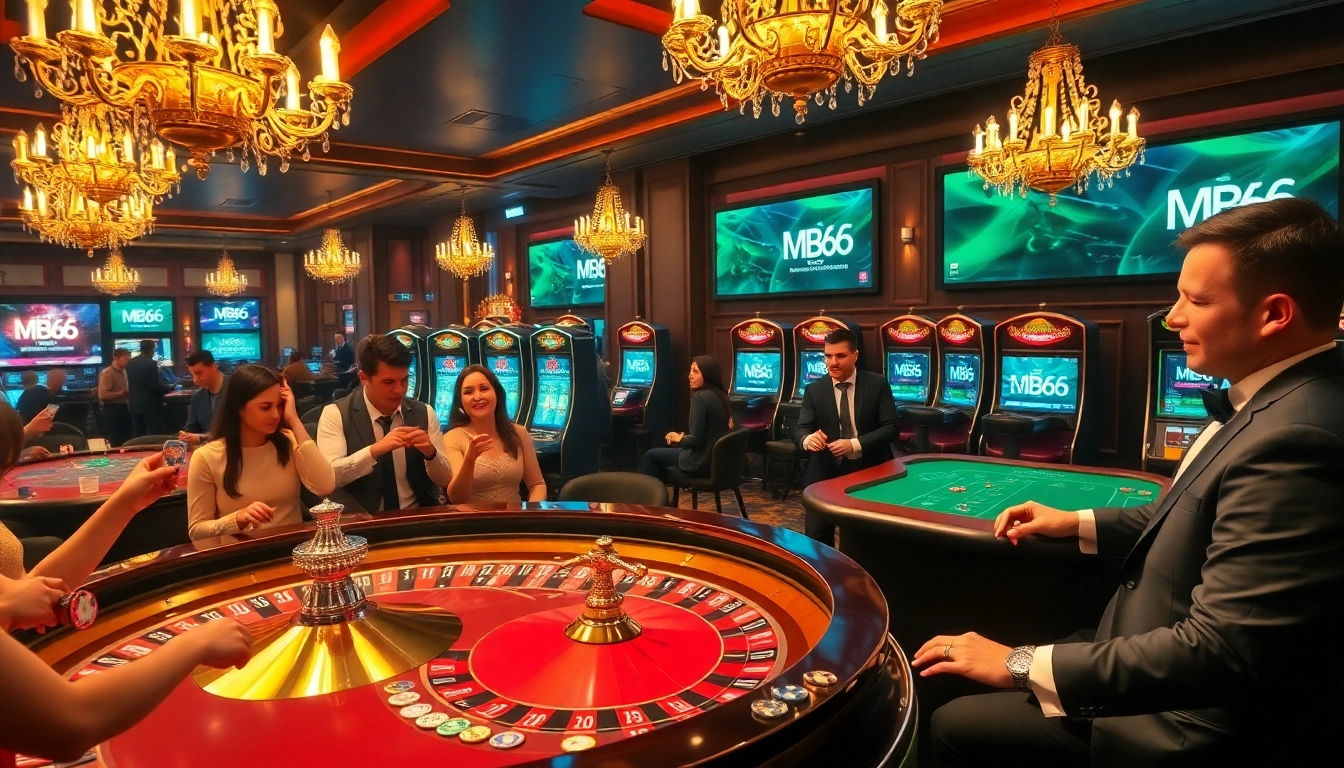 Experience high-stakes gaming at MB66, with players immersed in a thrilling casino environment.