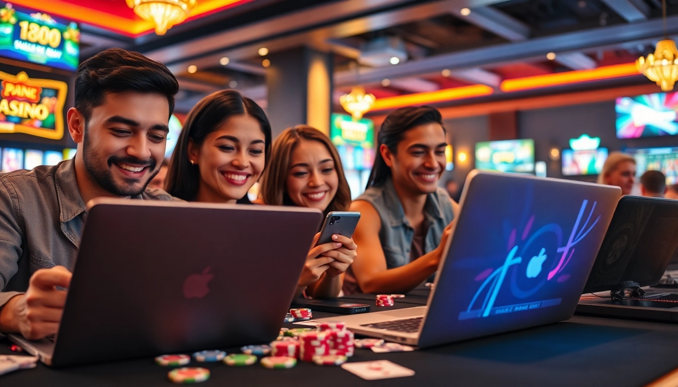 Engaging online gambling scene at ev88win.live with players immersed in casino games.