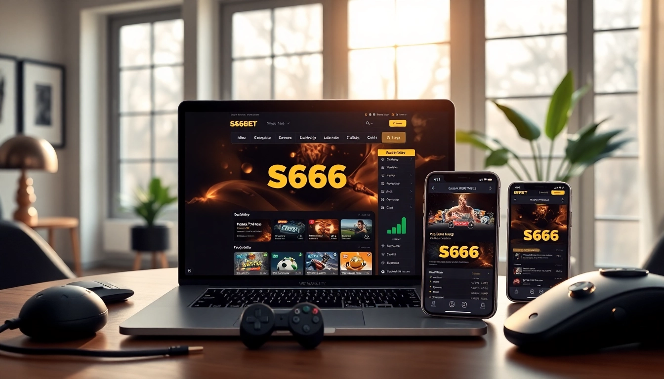 A professional online betting interface from s666.nyc displayed on a sleek laptop in an elegant home office.