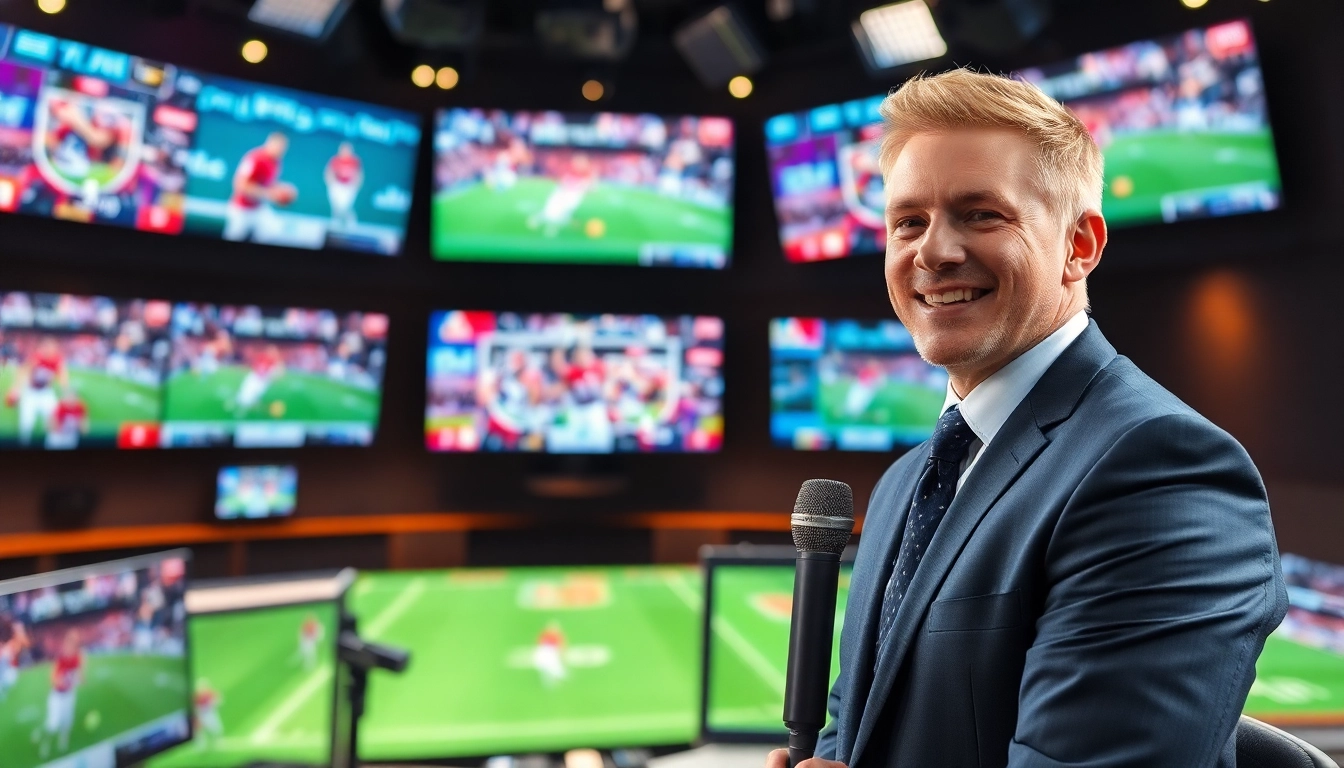 Engaging sports broadcasting setup showcasing dynamic live sports coverage.