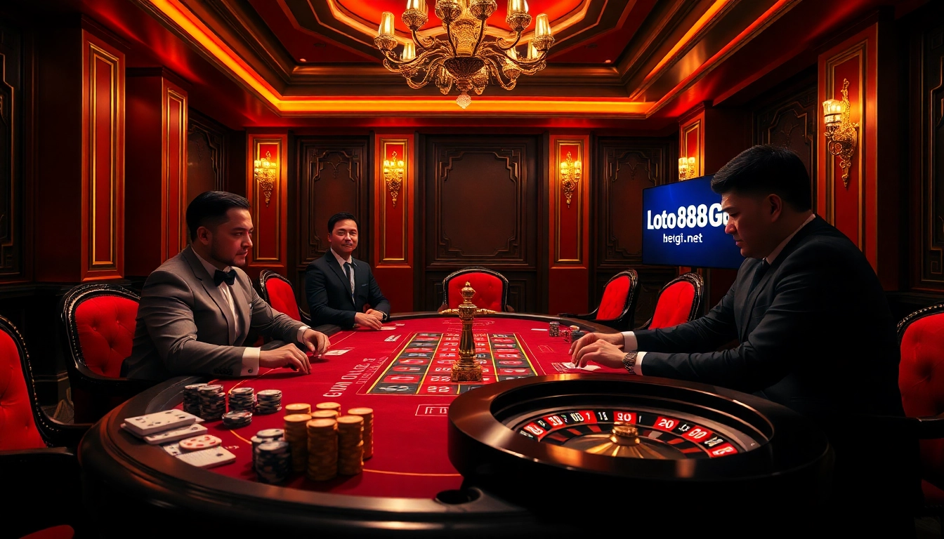 Engage in thrilling gameplay at loto188.gb.net with vibrant casino visuals showcasing poker and roulette elements.