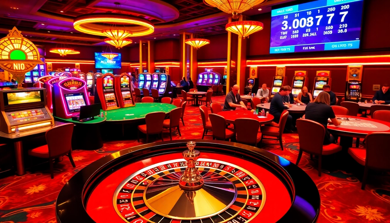 Experience the thrill of QQ88 Today with players enjoying roulette and poker in a luxurious casino setting.