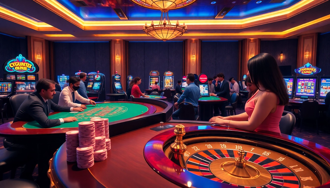 Experience the excitement of online gambling at https://789fcom.asia/ with luxurious casino tables and vibrant slot machines.