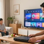 UK IPTV Panel setup by a trusted provider in a local home, showcasing professional service.